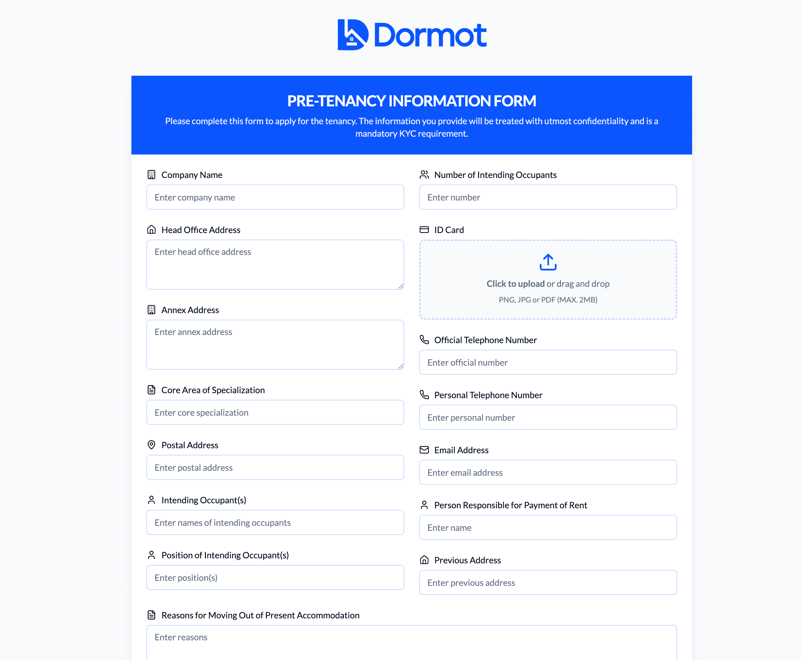 KYC & Corporate Forms Interface